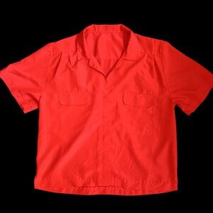 True Vintage Women's Medium Top 1970's Red Short-Sleeve Slinky Blouse Summer mom